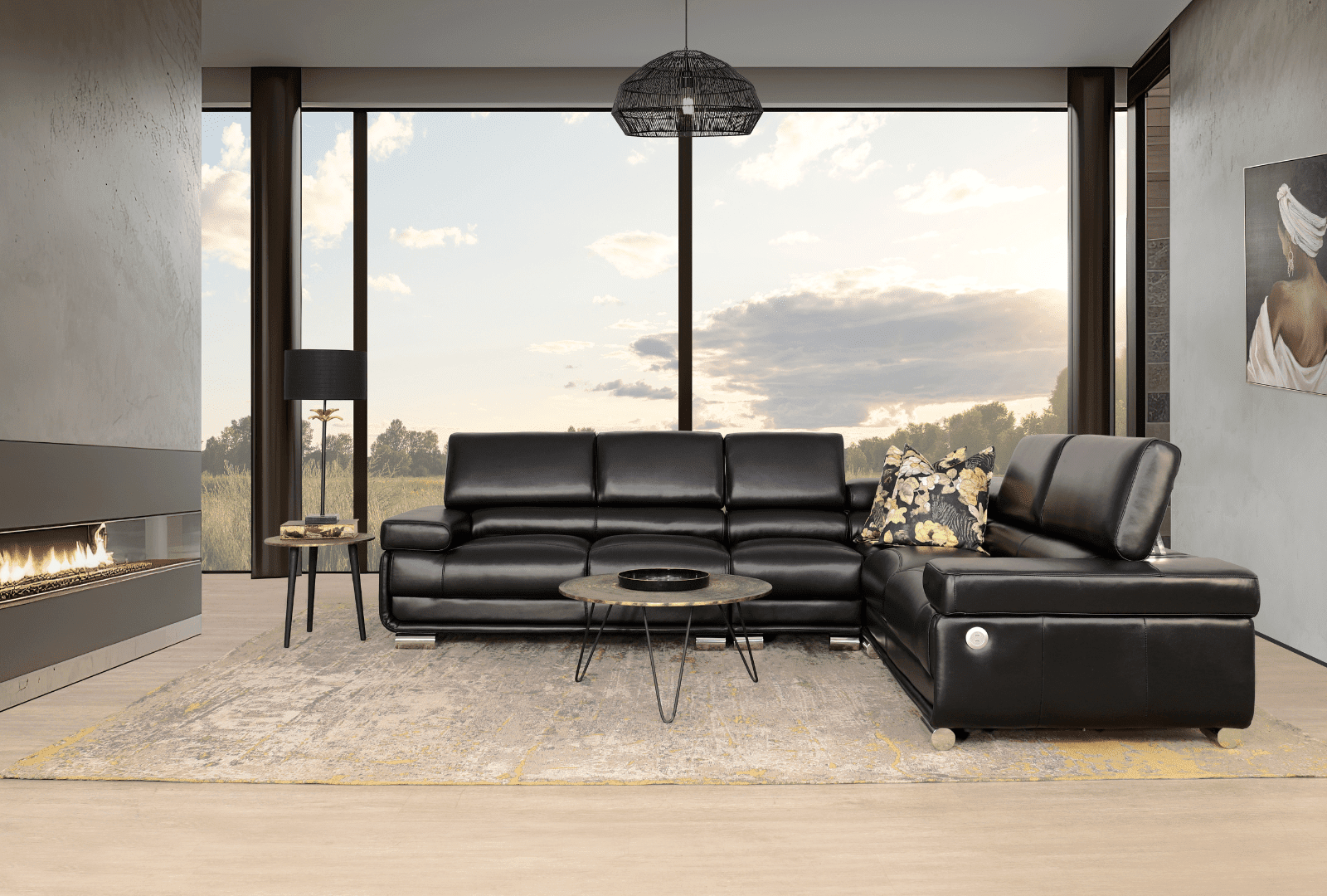 Cosy Elegance: How to Arrange Your Modern Living Room Furniture Around a Fireplace.