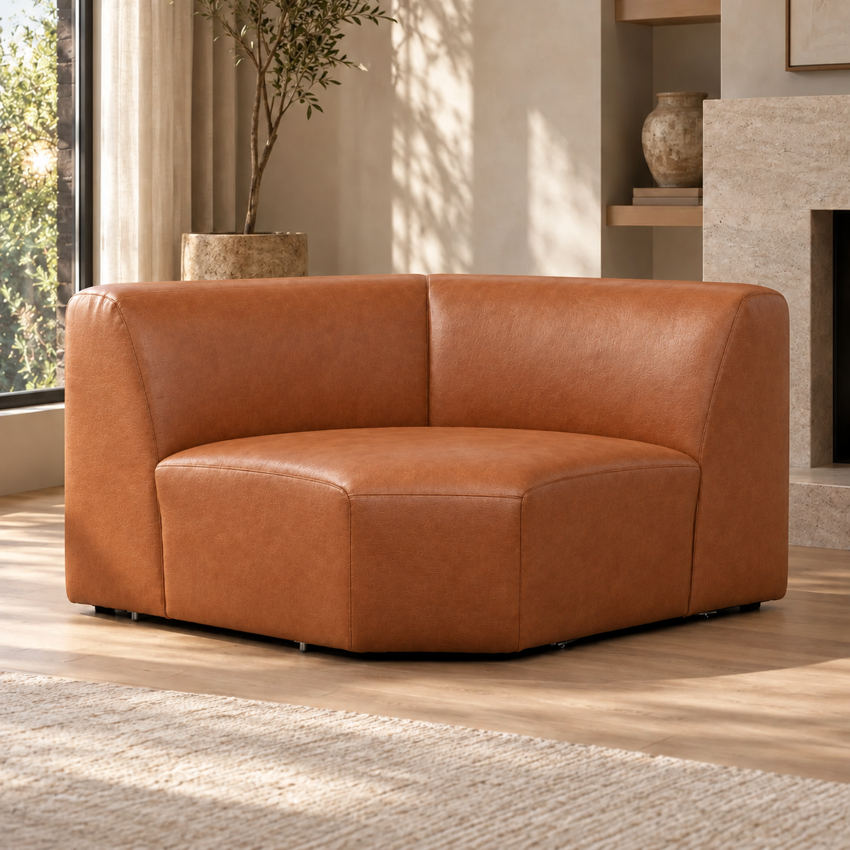 Cove Leather Round Corner Couch