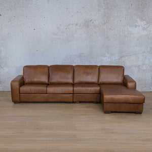 Stanford Leather Modular Sofa Chaise - RHF Fabric Sectional Leather Gallery Czar Pecan 