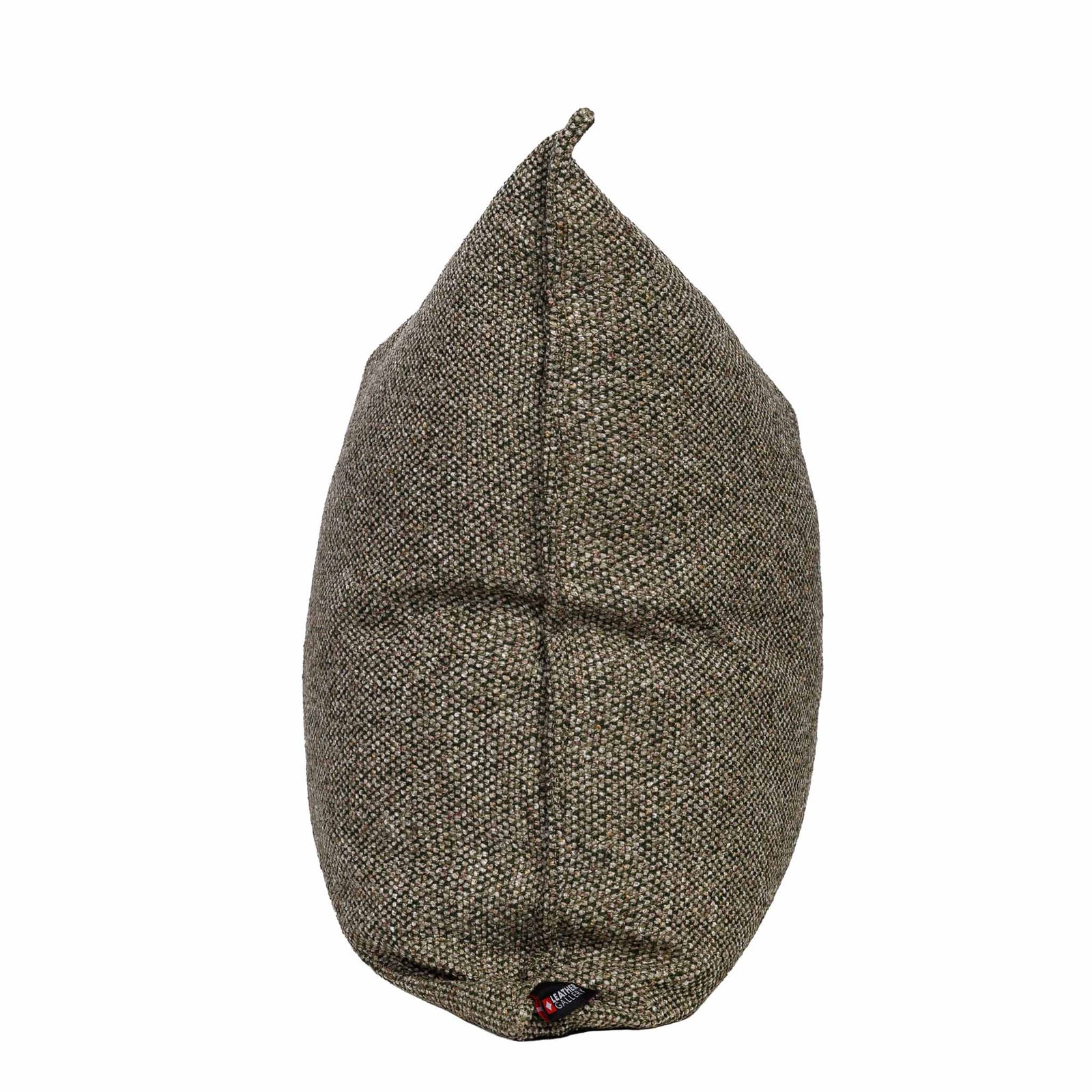 Leather Gallery Aardé Cushion in Moss Green, featuring a dark olive-brown herringbone pattern.