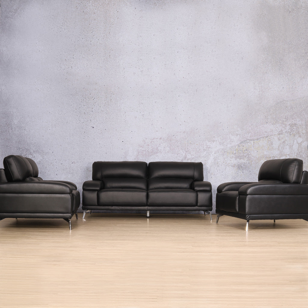 Adaline 3 piece lounge suite - Luxe Black | Leather lounge suite, couches, leather couches for sale