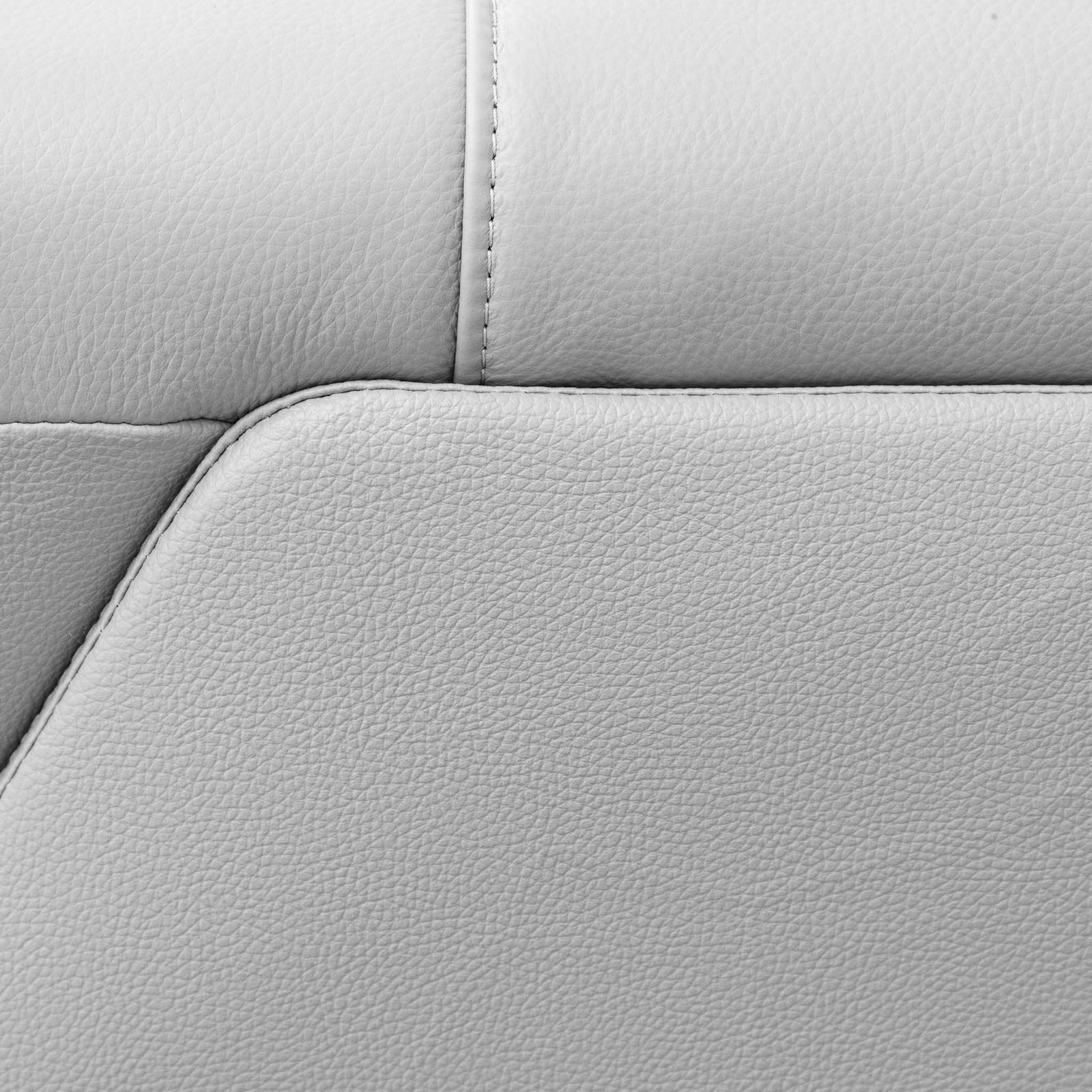 Close-up of the Leather Gallery Atlanta 1 Seater Leather Couch in Luxe Beige, showing pebbled leather texture and stitched panel seams.