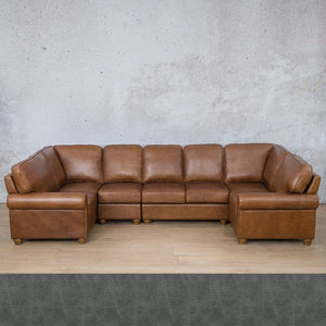 Salisbury Leather Modular U-Sofa Sectional Leather Sectional Leather Gallery Bedlam Blue Night 
