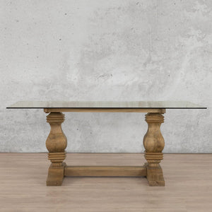 Belmont Glass Dining Table - 2.4M / 8 or 10 Seater Dining Table Leather Gallery Antique Natural Oak 