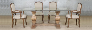 Belmont Glass Top & Duke 6 Seater Dining Set Dining room set Leather Gallery 