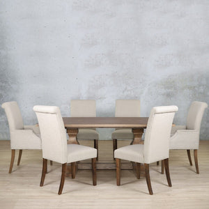 Belmont Wood Top & Baron 6 Seater Dining Set Dining room set Leather Gallery 