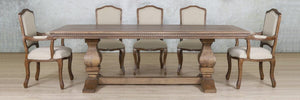 Belmont Fluted Wood Top & Duke 8 Seater Dining Set Dining room set Leather Gallery 