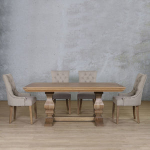 Belmont Fluted Wood & Duchess 6 Seater Dining Set Dining room set Leather Gallery Antique Natural Oak 