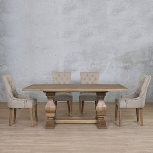 Belmont Wood Top & Duchess 6 Seater Dining Set Dining room set Leather Gallery Antique Natural Oak 