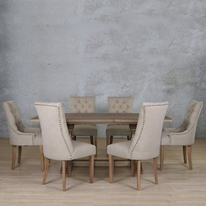 Belmont Wood Top & Duchess 6 Seater Dining Set Dining room set Leather Gallery 