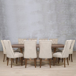 Berkeley Fluted Wood Top & Duchess 10 Seater Dining Set Dining room set Leather Gallery 