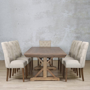 Berkeley Fluted Wood Top & Duchess 8 Seater Dining Set Dining room set Leather Gallery 