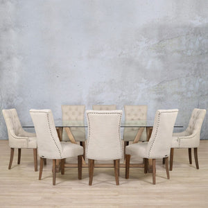 Berkeley Glass Top & Duchess 8 Seater Dining Set Dining room set Leather Gallery 