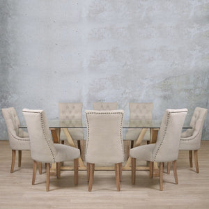 Berkeley Glass Top & Duchess 8 Seater Dining Set Dining room set Leather Gallery 