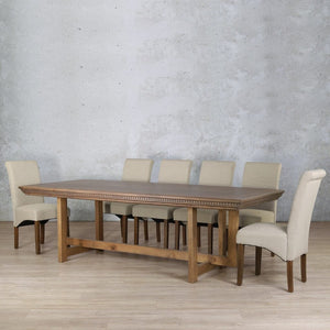 Bolton Fluted Wood Top & Windsor 10 Seater Dining Set Dining room set Leather Gallery 