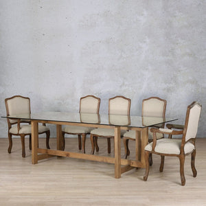 Bolton Glass Top & Duke 8 Seater Dining Set Dining room set Leather Gallery 