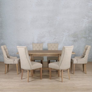Bolton Wood Top & Duchess 6 Seater Dining Set Dining room set Leather Gallery 