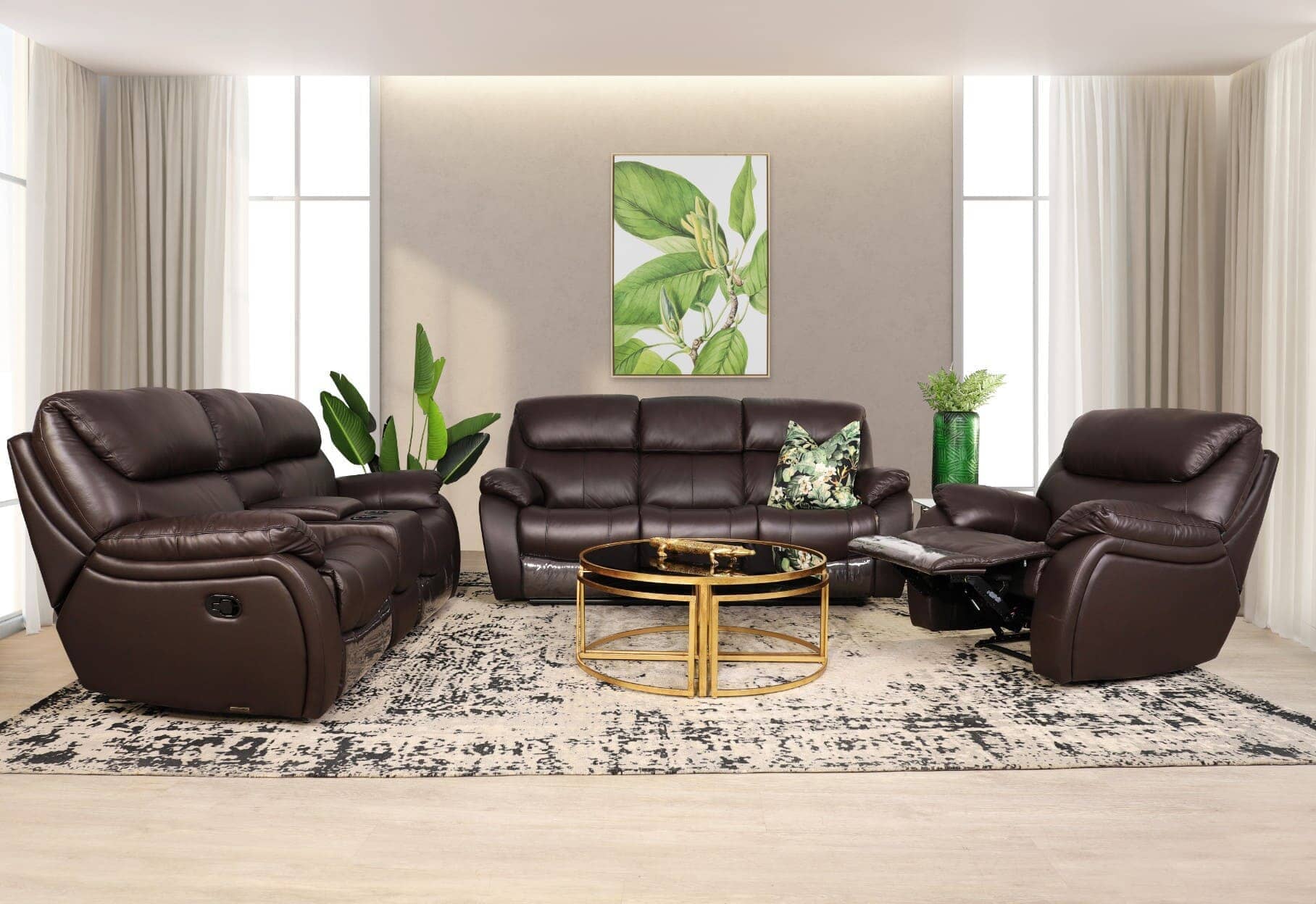 Cairo 3+2+1 Leather Recliner Home Theatre Suite - Available on Special Order Plan Only Leather Recliner Leather Gallery 