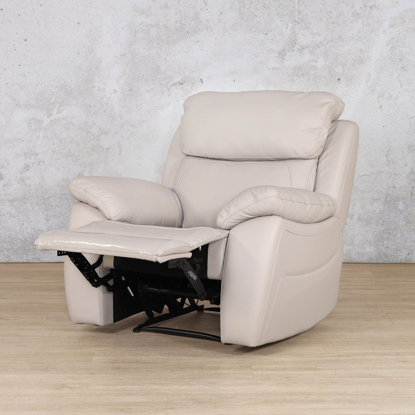 Capri 1 Seater Leather Recliner - Grey - Leather Gallery