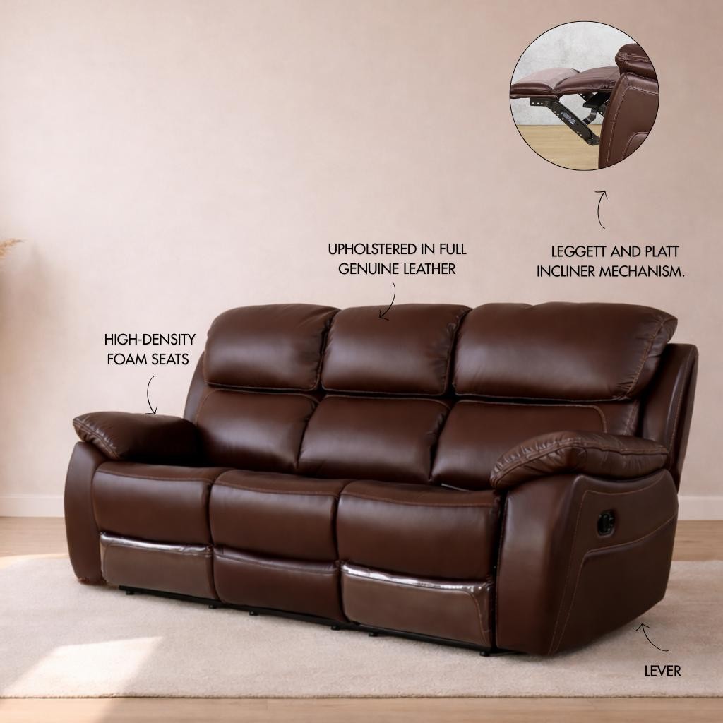 Capri 3 Seater Leather Recliner Leather Recliner Leather Gallery Choc