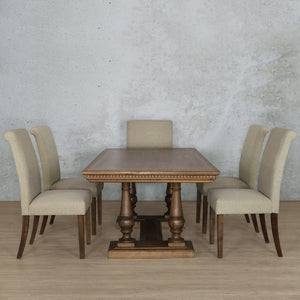 Charlotte Fluted Wood Top & Baron 6 Seater Dining Set Dining room set Leather Gallery 