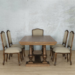 Charlotte Fluted Wood Top & Duke 6 Seater Dining Set Dining room set Leather Gallery 