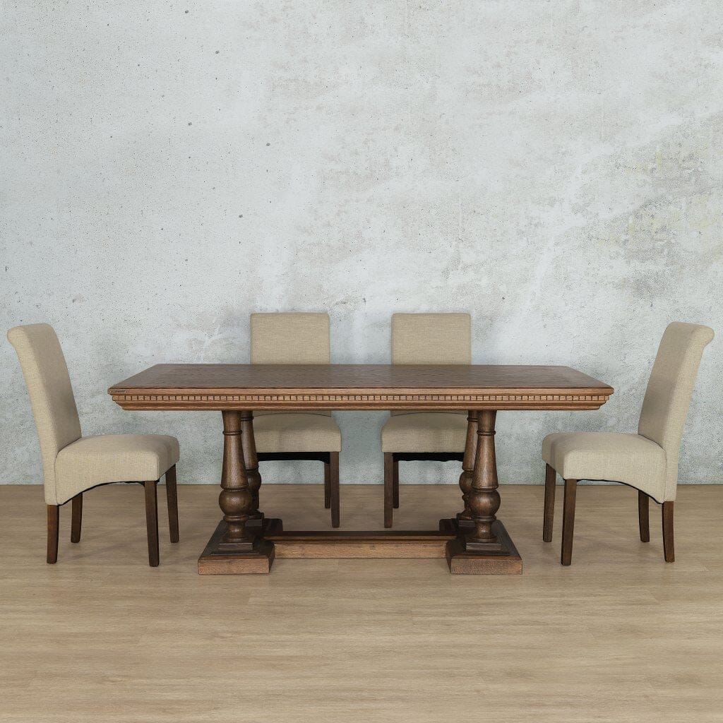 Charlotte Fluted Wood Top & Windsor 6 Seater Dining Set Dining room set Leather Gallery 