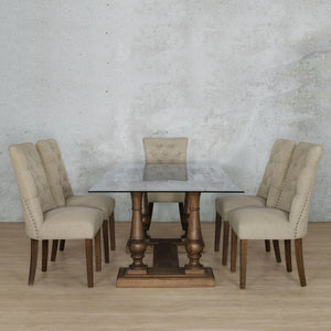 Charlotte Glass Top & Duchess 6 Seater Dining Set Dining room set Leather Gallery 