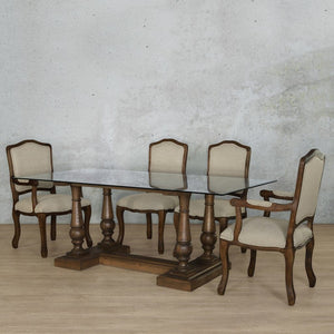 Charlotte Glass Top & Duke 6 Seater Dining Set Dining room set Leather Gallery 