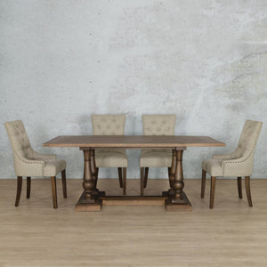 Charlotte Wood Top & Duchess 6 Seater Dining Set Dining room set Leather Gallery Antique Natural Oak 