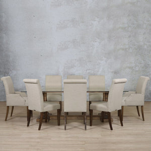 Charlotte Glass Top & Baron 8 Seater Dining Set Dining room set Leather Gallery 