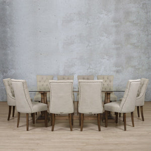 Charlotte Glass Top & Duchess 10 Seater Dining Set Dining room set Leather Gallery 