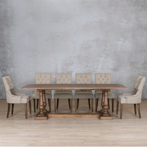 Charlotte Wood Top & Duchess 10 Seater Dining Set Dining room set Leather Gallery Antique Dark Oak 