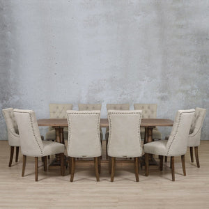 Charlotte Wood Top & Duchess 10 Seater Dining Set Dining room set Leather Gallery 