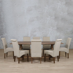 Charlotte Wood Top & Windsor 8 Seater Dining Set Dining room set Leather Gallery 