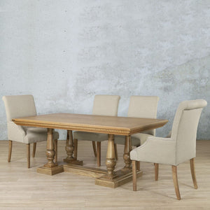Charlotte Fluted Wood Top & Baron 6 Seater Dining Set Dining room set Leather Gallery 