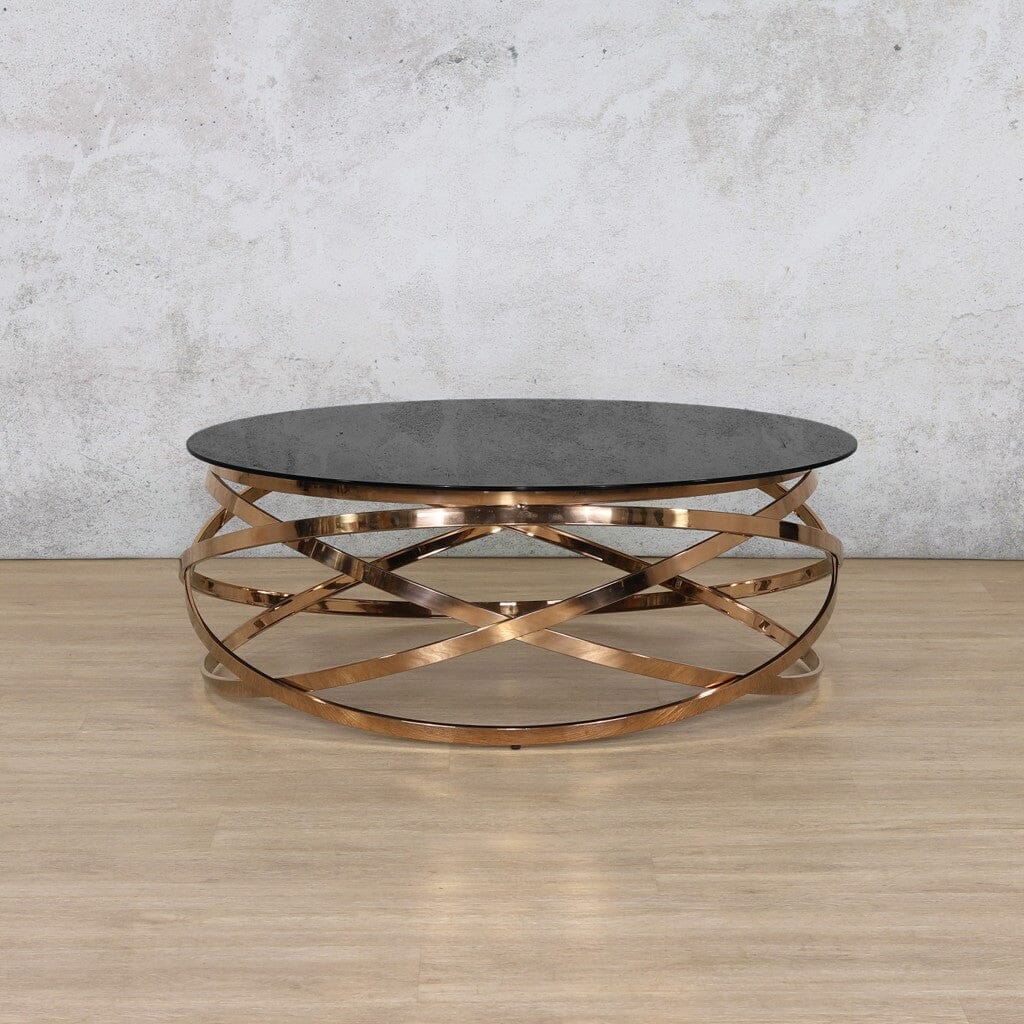 Crystal Rose Gold Glass Coffee Table - Available on Special Order Plan Only Coffee Table Leather Gallery CRYSTAL 