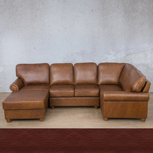 Salisbury Leather U-Sofa Chaise Sectional - LHF Leather Sectional Leather Gallery Czar Ruby 