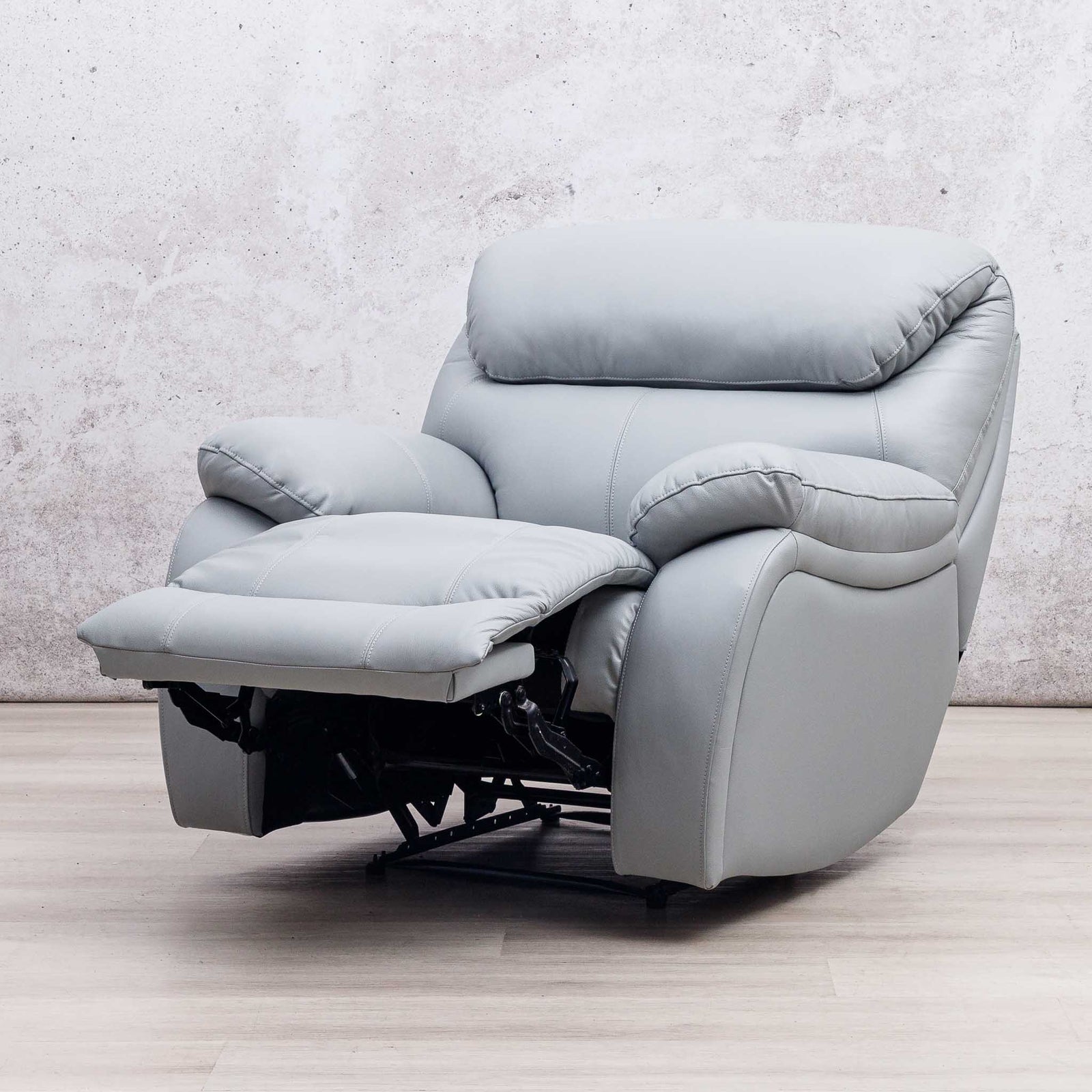 Delta 1 Seater Leather Recliner Chairs - Manatee Grey - Leather Recliner