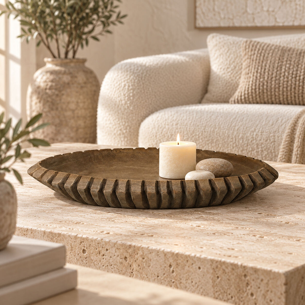 Elyse Fluted Wood Tray
