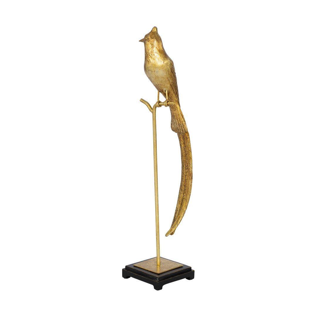 Exotic Bird Sculpture Ornament Leather Gallery Gold 18 x 12 x 58CM 