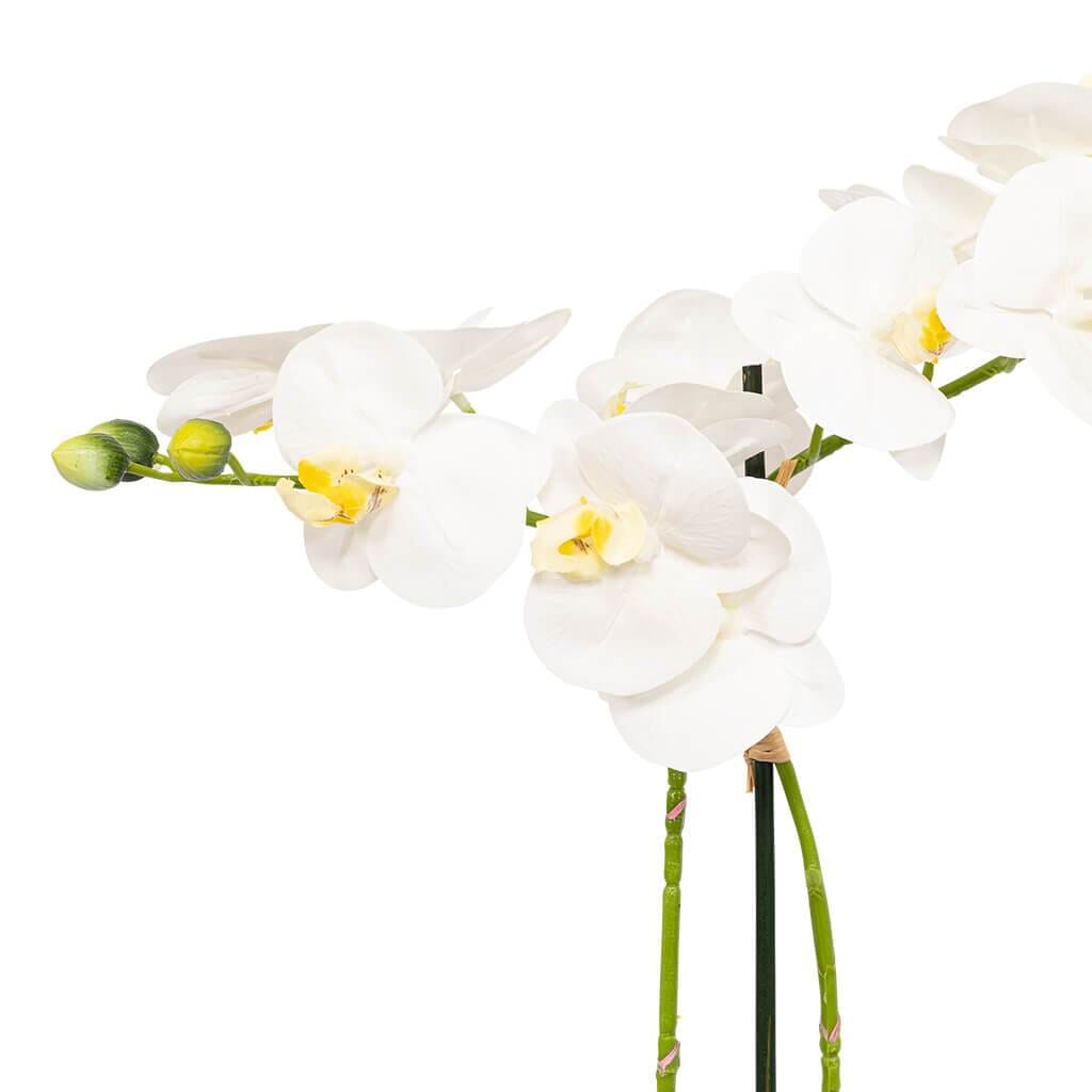 Faux White Orchid & Weathered Concrete Planter Decor Leather Gallery 