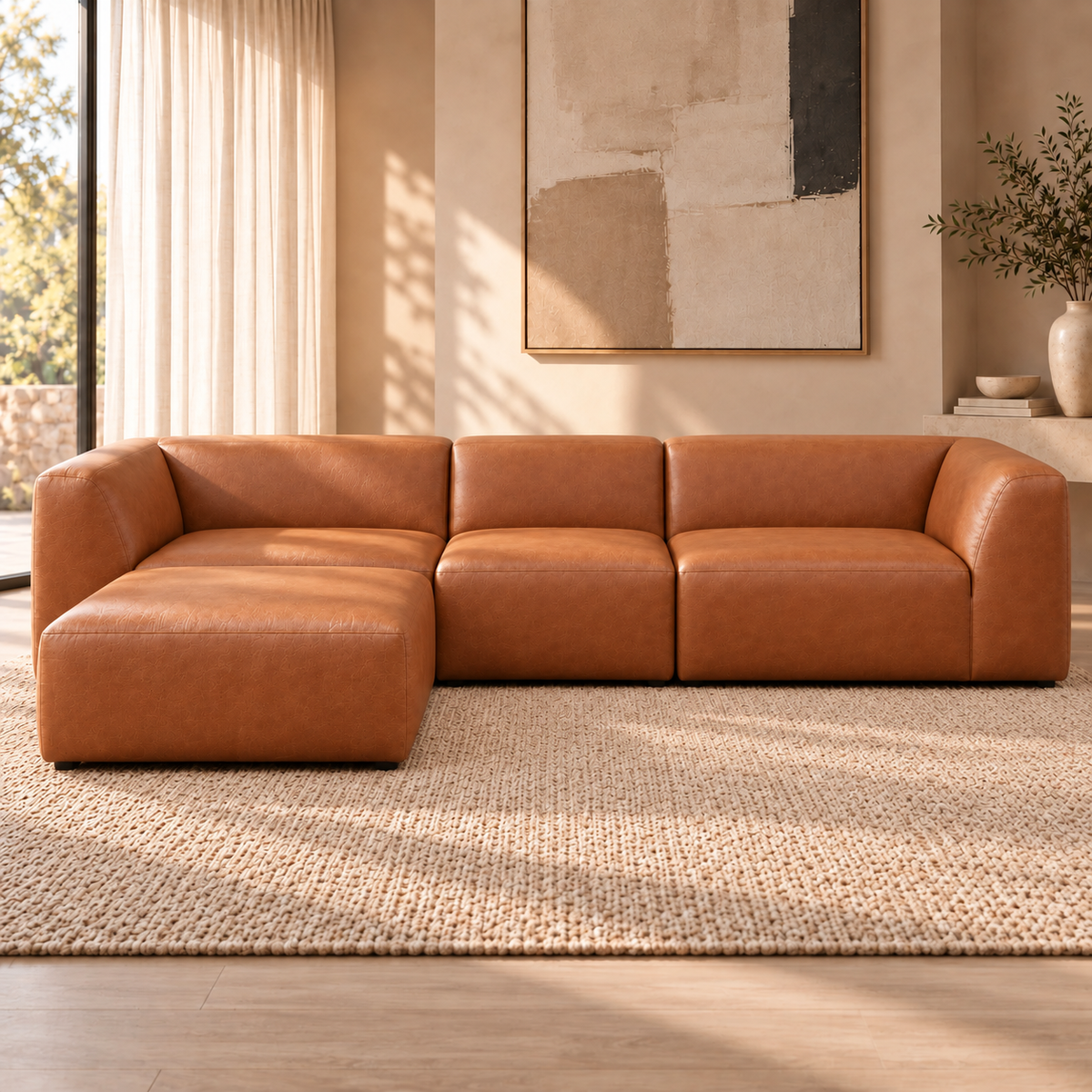 Cove 4 Seater Leather L Shape Couch