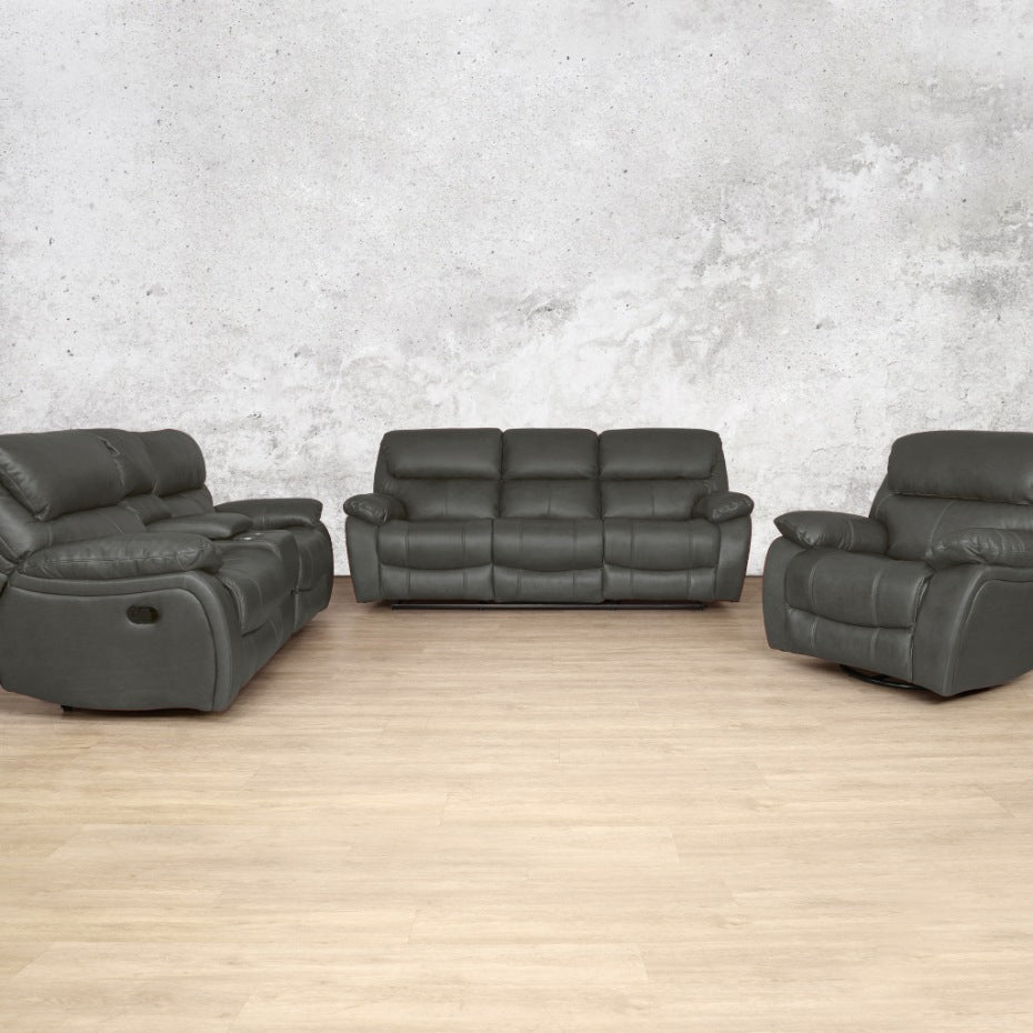 Kuta 3 + 2 + 1 Leather Recliner Home Theatre Suite - Czar Anthracite - Leather Recliner