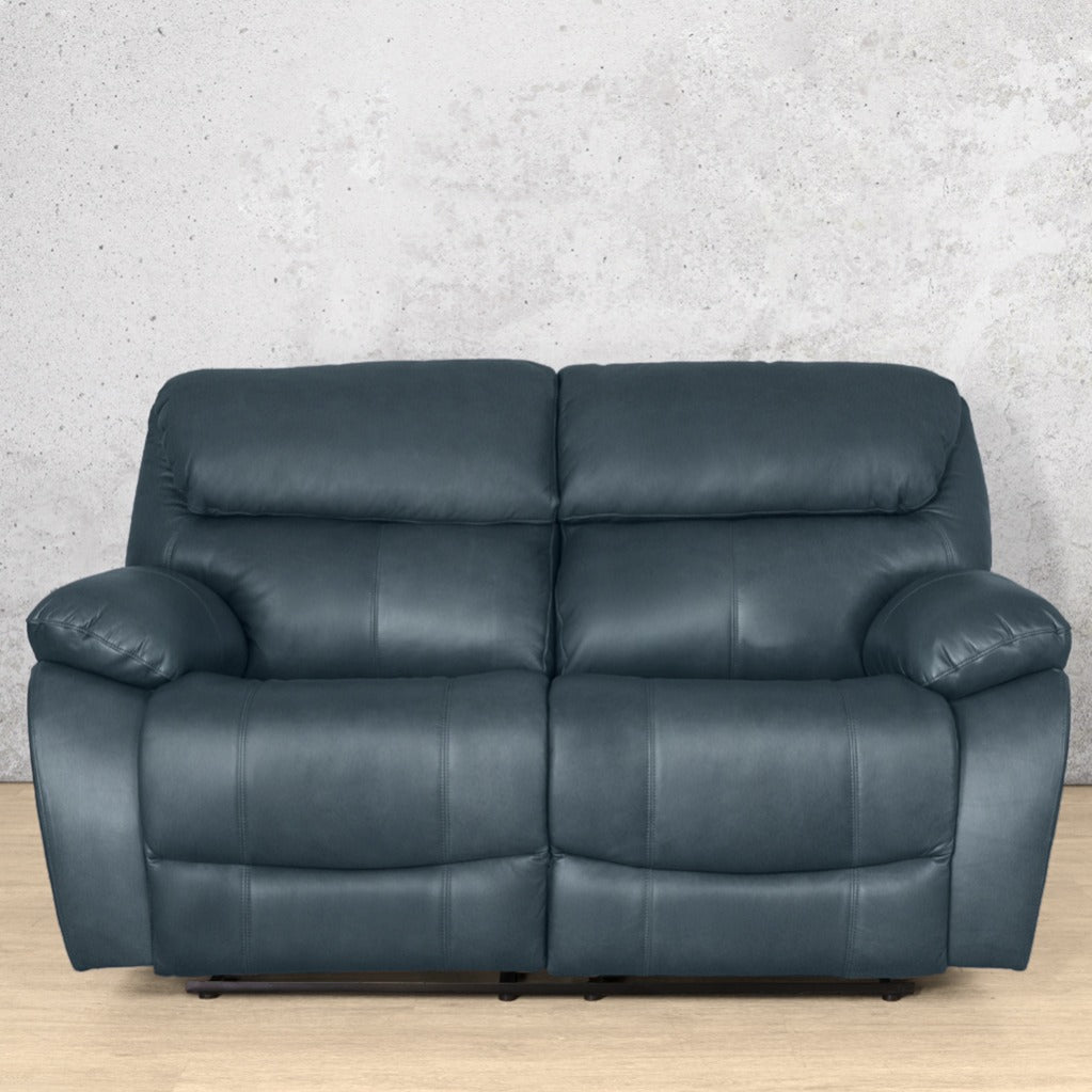 Kuta 2 Seater Leather Recliner - Leather Recliner- Flux Blue