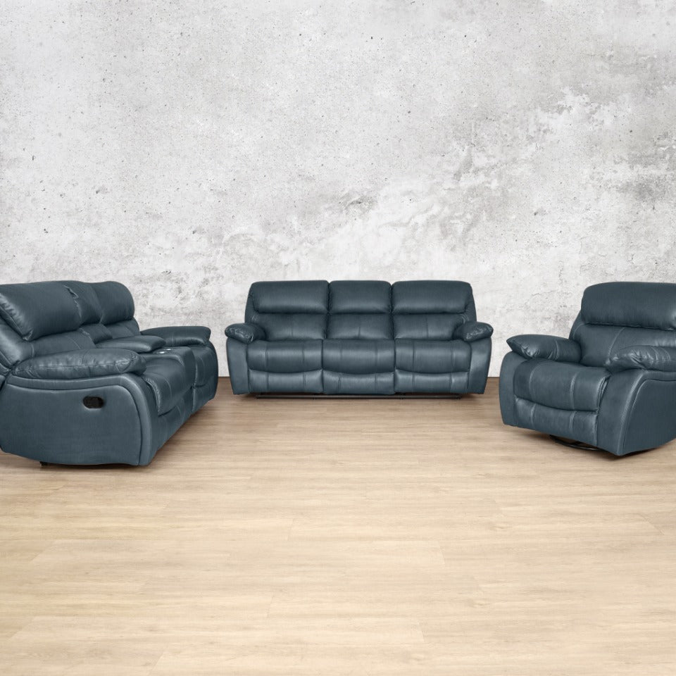 Kuta 3+2+1 Seater Leather Recliner - Flux Blue - Leather Recliner