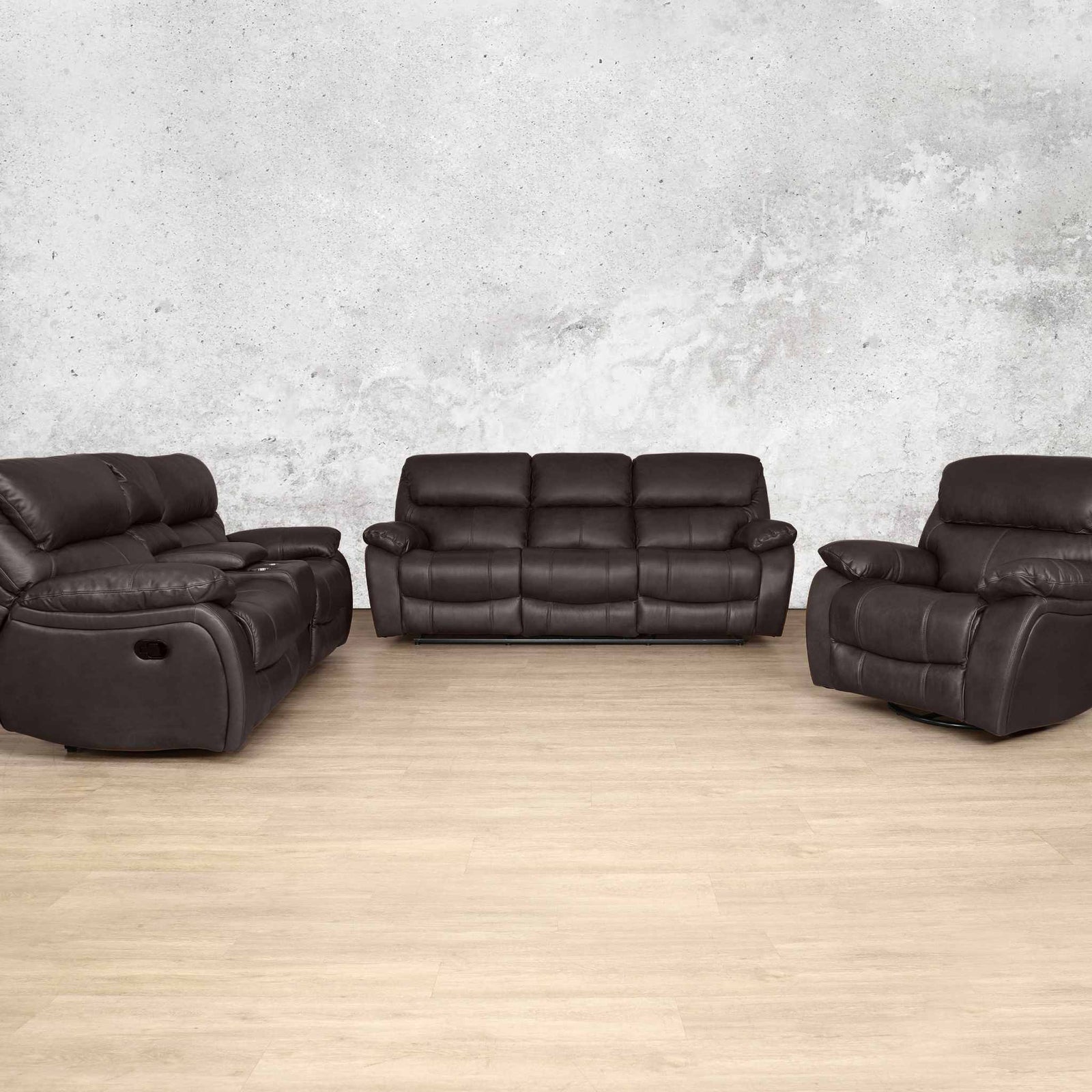 Kuta 3 + 2 + 1 Leather Recliner Home Theatre Suite (Rocker) - Leather Recliner