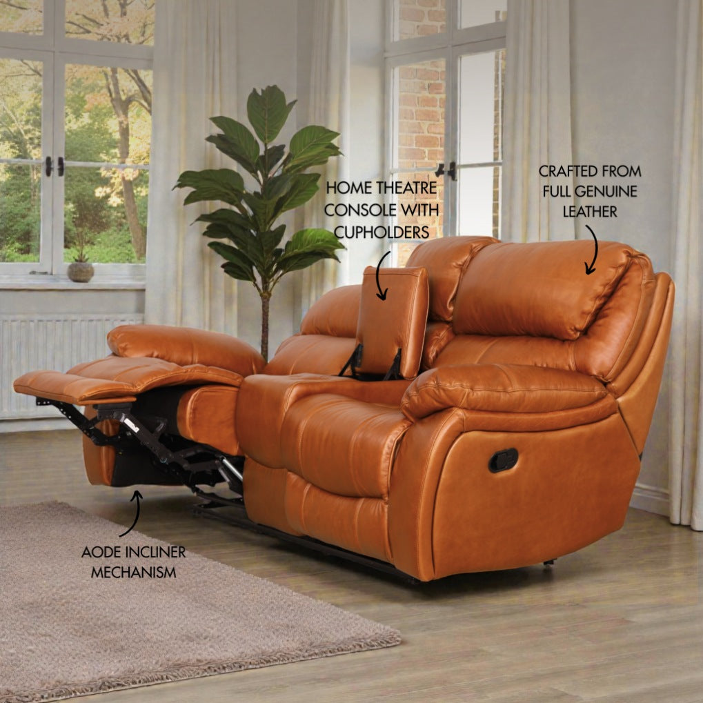 Kuta 3 + 2 + 1 Leather Recliner Home Theatre Suite (Rocker) - Leather Recliner