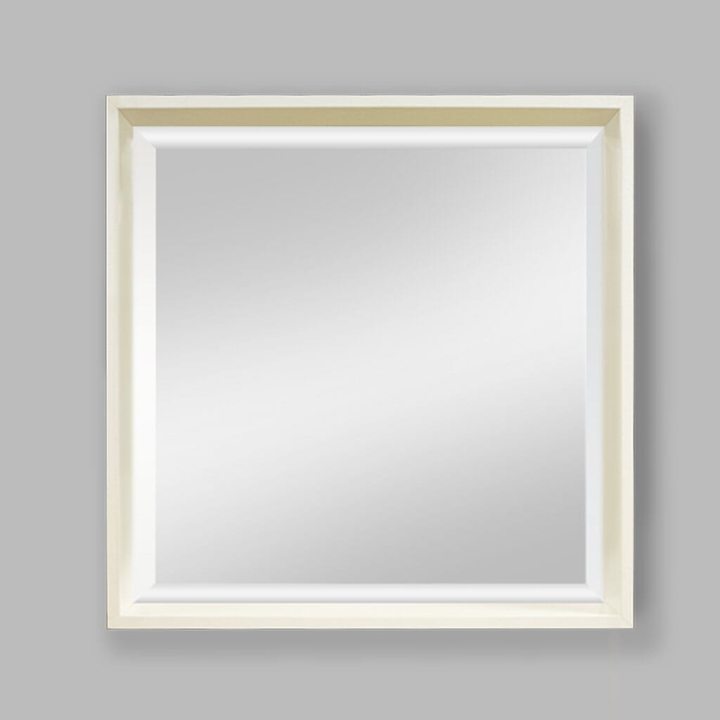 Nova White Natural Wood Square Wall Mirror - 545 x 545mm Mirror Leather Gallery White 545 x 545 mm 