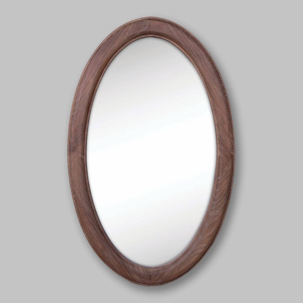 Liam Antique Coffee Oval Wall Mirror Mirror Leather Gallery Antique Coffee 980 x 600 mm 